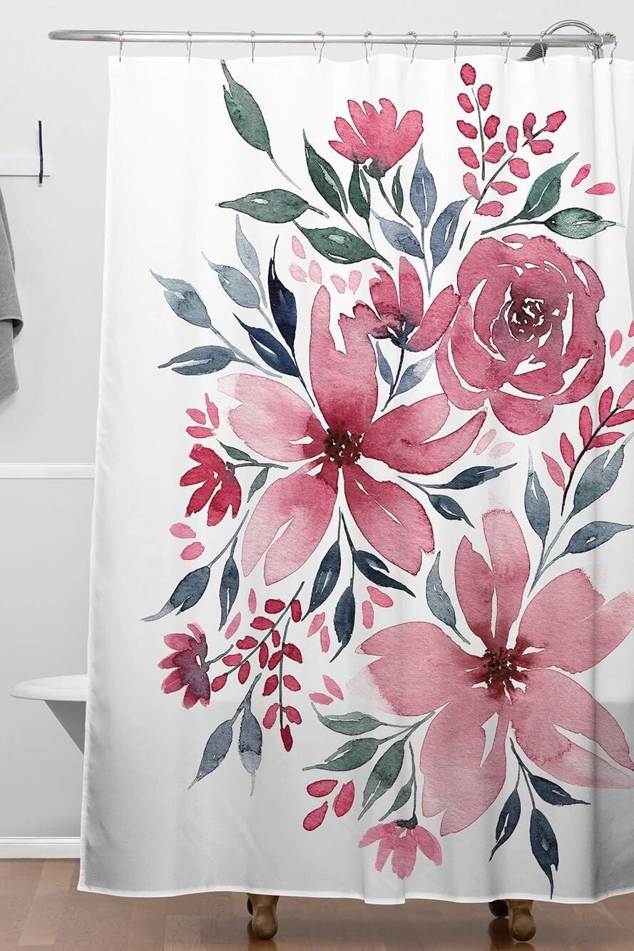 Society6 Kris Kivu Modern Watercolor Florals No.2 Shower Curtain 72 x 69" NEW